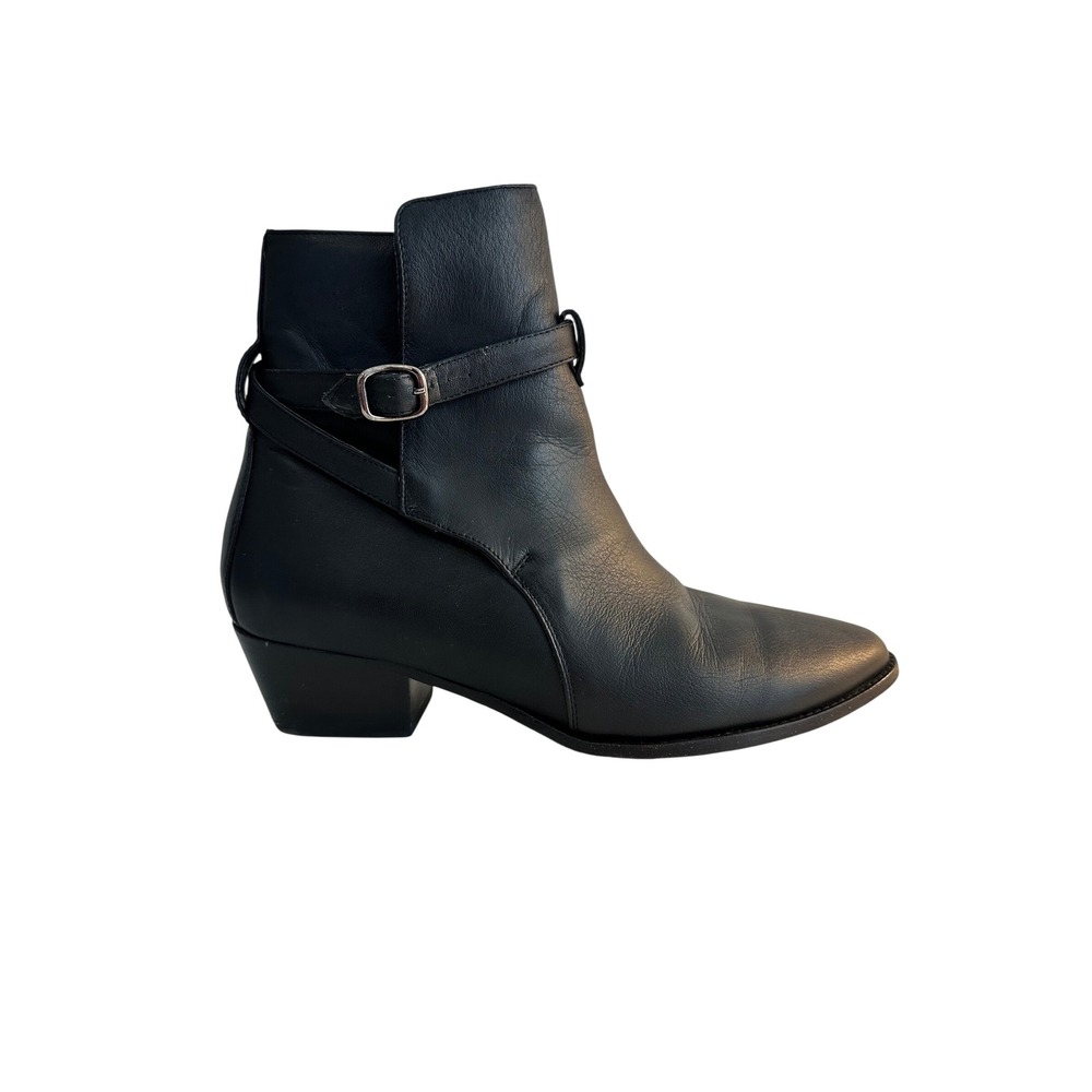 Thursday Boot Co. Everyday Ankle Boots Size 9 Black Leather Buckle Pointed Toe